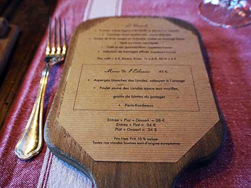Les menus du Bistro
