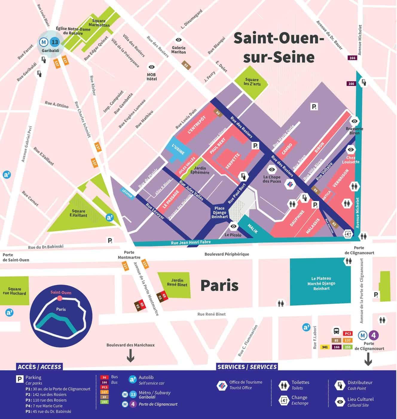 carte marché aux puces de Paris