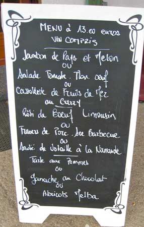 Menu du jour