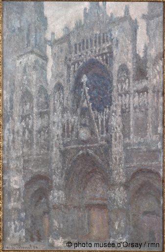 La cathédrale de Rouen, de Claude Monet, par temps nuageux. Le même tableau a été peint par l'artiste à plusieurs reprises, représentant la cathédrale à différents jours et différentes heures.