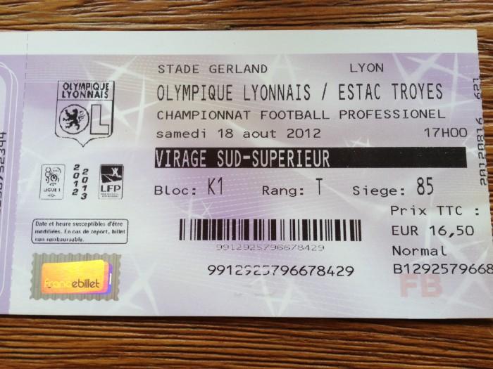 Billet de match de football à Lyon