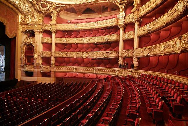 La grande salle de spectacles de l'Opéra Garnier à Paris.
