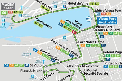 Bus ligne 60, du Vieux Port jusqu'à la basilique