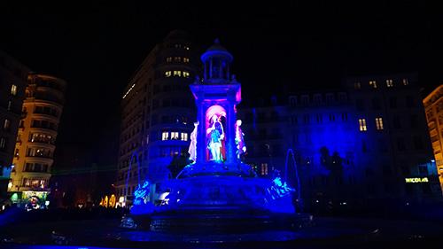 Lyon, Fête des Lumières, monument illuminé