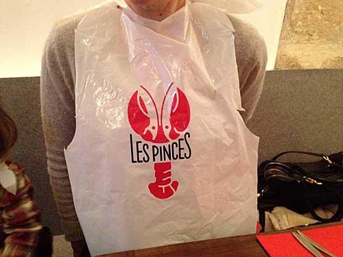 Restaurant Les Pinces, tablier