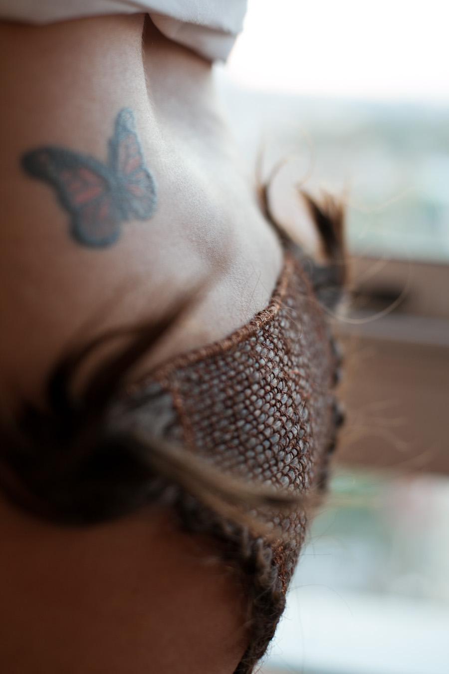 Culotte tissée avec des cheveux, œuvre de l'artiste