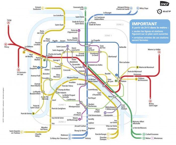 Carte des lignes de métro et des stations.