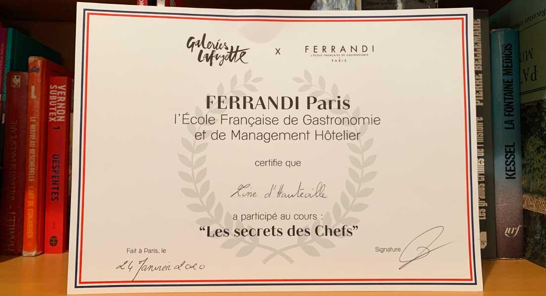 Diplôme de l'École Ferrandi en partenariat avec les Galeries Lafayette Gourmet