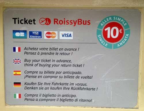 Roissybus : achat du billet