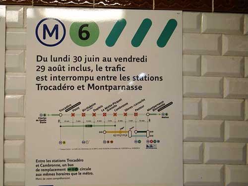 Interruption de la ligne 6 du métro de Paris